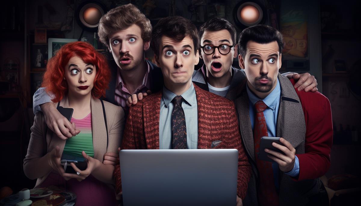 grupo de pessoas com rostos assustados.